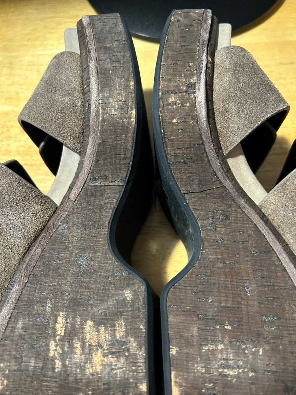 Womens Rag & Bone Taupe Suede Gold Button Platform Wedge Slide Sandals 39 US/9 - Picture 13 of 14